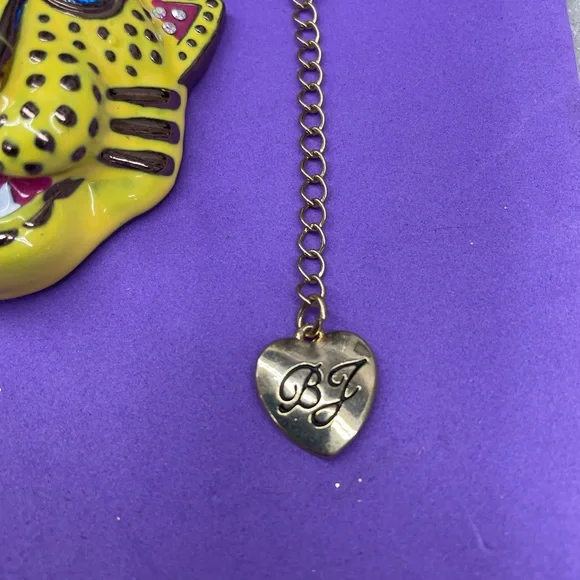 Betsey Johnson Yellow Leopard Necklace with Blue Accents - Picture 2 of 5